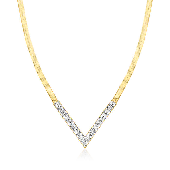 .75 ct. t.w. Diamond Chevron Herringbone Necklace in 18kt Gold Over Sterling