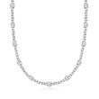 20.00 ct. t.w. CZ Tennis Station Necklace in Sterling Silver