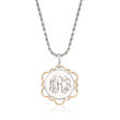 Sterling Silver and 14kt Yellow Gold Personalized Disc Pendant Necklace