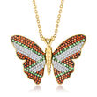2.40 ct. t.w. Multi-Gemstone Butterfly Pendant Necklace in 18kt Gold Over Sterling