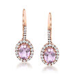 3.40 ct. t.w. Kunzite Drop Earrings with .71 ct. t.w. Diamonds in 14kt Rose Gold