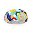Belle Etoile &quot;Viva&quot; Multicolored Enamel and .10 ct. t.w. CZ Ring in Sterling Silver