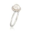 6.5mm Cultured Pearl Ring with Diamonds in 14kt White Gold  
