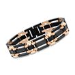 Men's Black and Rose Stainless Steel Link Bracelet with 1.10 ct. t.w. Black CZs