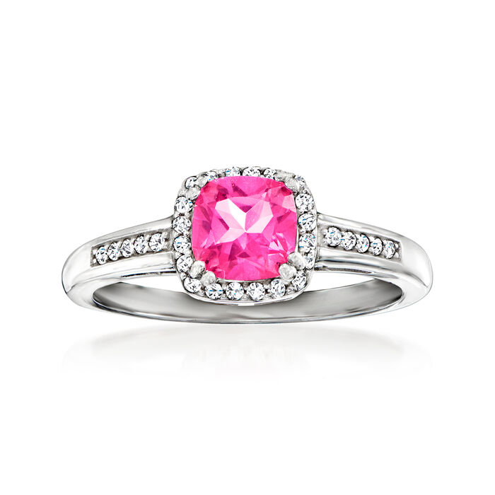 1.10 Carat Pink Topaz Ring with .10 ct. t.w. White Topaz in Sterling Silver