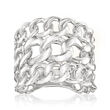Italian Sterling Silver Multi-Row Curb-Link Ring