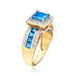 1.98 ct. t.w. Blue and White Swarovski Topaz Ring in 18kt Gold Over Sterling