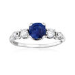 C. 2000 Vintage 1.05 Carat Sapphire and .40 ct. t.w. Diamond Ring in 14kt White Gold