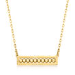 Italian 14kt Yellow Gold Beaded Bar Necklace