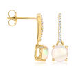 Ethiopian Opal Drop Earrings with Diamond Accents in 14kt Yellow Gold