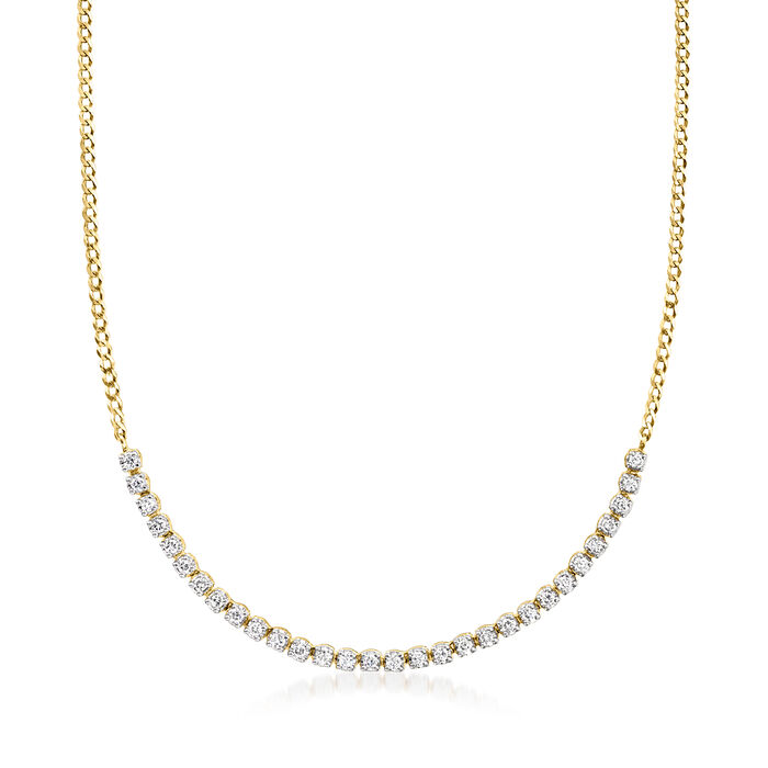 1.00 ct. t.w. Diamond Half-Tennis Necklace in 14kt Yellow Gold