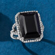 Onyx and .90 ct. t.w. White Topaz Ring in Sterling Silver