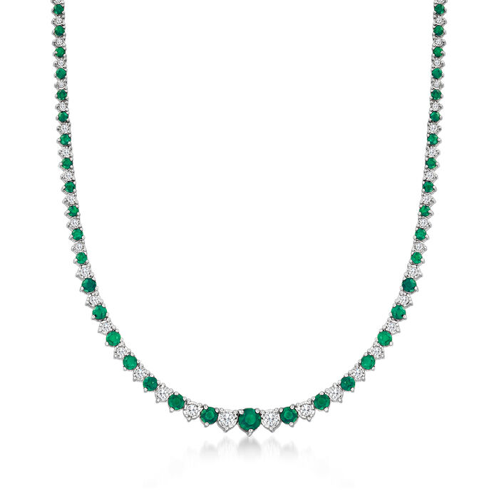 6.50 ct. t.w. Emerald and 1.50 ct. t.w. Diamond Necklace in Sterling Silver