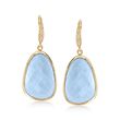 Blue Opal and .10 ct. t.w. Diamond Earrings in 18kt Yellow Gold Over Sterling Silver