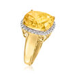 12.00 Carat Citrine and .16 ct. t.w. Diamond Ring in 14kt Yellow Gold