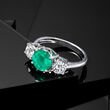 2.10 Carat Emerald Ring with 1.00 ct. t.w. Lab-Grown Diamonds in 14kt White Gold