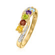 Personalized Birthstone Ring with Diamond Accents in 14kt Gold