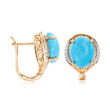 Turquoise and .10 ct. t.w. Diamond Earrings in 14kt Yellow Gold