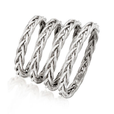 Sterling Silver Jewelry Set: Four Multi-Sized Braided Rings