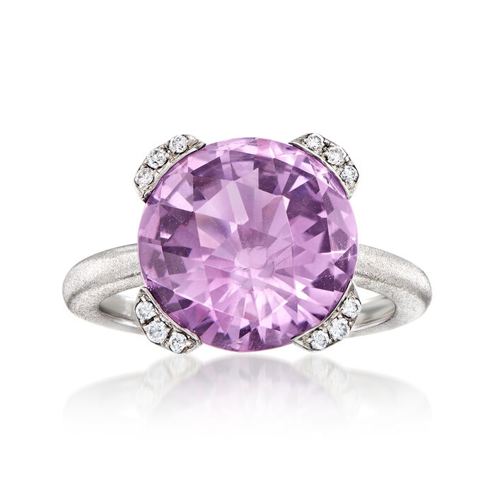 C. 2000 Vintage 6.25 Carat Amethyst and .12 ct. t.w. Diamond Ring in 14kt White Gold