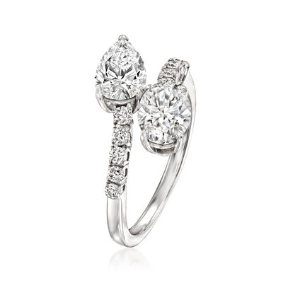 2.30 ct. t.w. Lab-Grown Diamond Toi et Moi Bypass Ring in 14kt White Gold