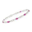 2.40 ct. t.w. Ruby Knot Bracelet with Diamond Accents in 14kt White Gold