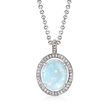 Charles Garnier Synthetic Opal Pendant Necklace with .21 ct. t.w. CZs in Sterling Silver