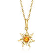 .10 Carat Citrine Sun Pendant Necklace in 14kt Yellow Gold