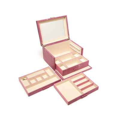 Brouk & Co. &quot;Aiden&quot; 3-Tray Pink Faux Shagreen Jewelry Box 