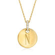 14kt Yellow Gold Personalized Disc Pendant Necklace with Diamond Accents
