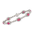 C. 1990 Vintage 3.50 ct. t.w. Ruby and 1.65 ct. t.w. Diamond Link Bracelet in 14kt White Gold