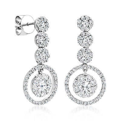 1.70 ct. t.w. Diamond Drop Earrings in 14kt White Gold
