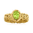 .80 Carat Peridot Byzantine Ring in 18kt Gold Over Sterling