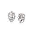 .15 ct. t.w. Black and White Diamond Hamsa Stud Earrings in Sterling Silver