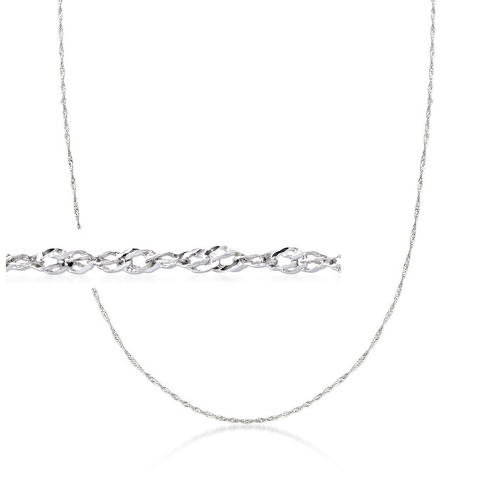 Italian .8mm 14kt White Gold Adjustable Singapore-Chain Necklace