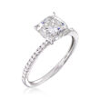 1.60 Carat Moissanite and .11 ct. t.w. Diamond Engagement Ring in 14kt White Gold