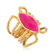 9x18mm Pink Agate Ring in 18kt Gold Over Sterling