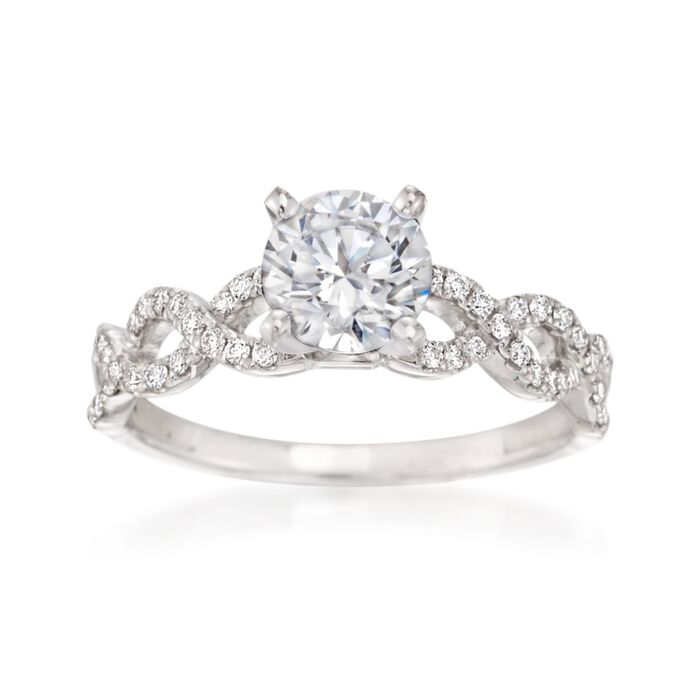 .21 ct. t.w. Diamond Crisscross Engagement Ring Setting in 14kt White Gold