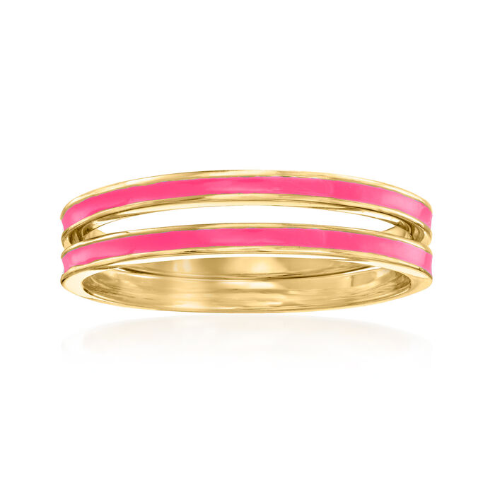 Pink Enamel Jewelry Set: Two Rings in 18kt Gold Over Sterling