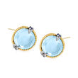 Andrea Candela &quot;Dulcitos&quot; 9.84 ct. t.w. Swiss Blue Topaz and .20 ct. t.w. Sapphire Earrings in Sterling Silver and 18kt Yellow Gold  