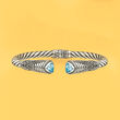 2.70 ct. t.w. Sky Blue Topaz Bali-Style Cuff Bracelet in Sterling Silver