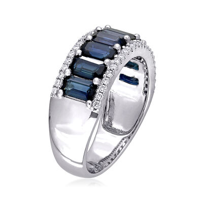 3.10 ct. t.w. Sapphire and .29 ct. t.w. Diamond Ring in 14kt White Gold