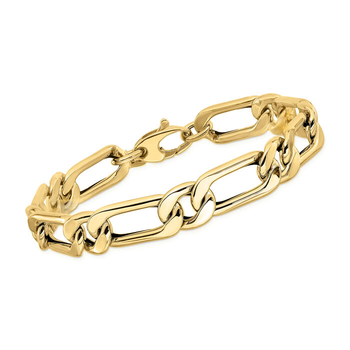 Italian Men's 14kt Yellow Gold Figaro-Link Bracelet