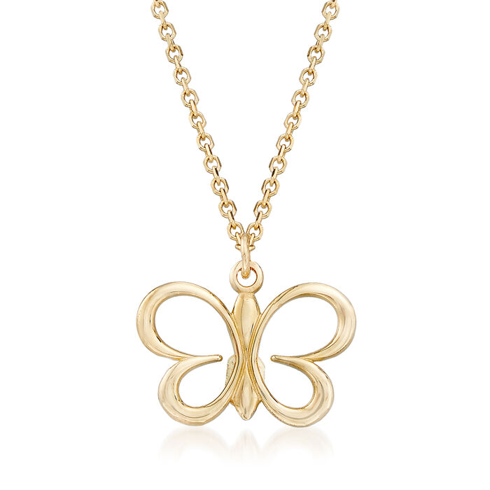 Italian 14kt Yellow Gold Butterfly Pendant Necklace