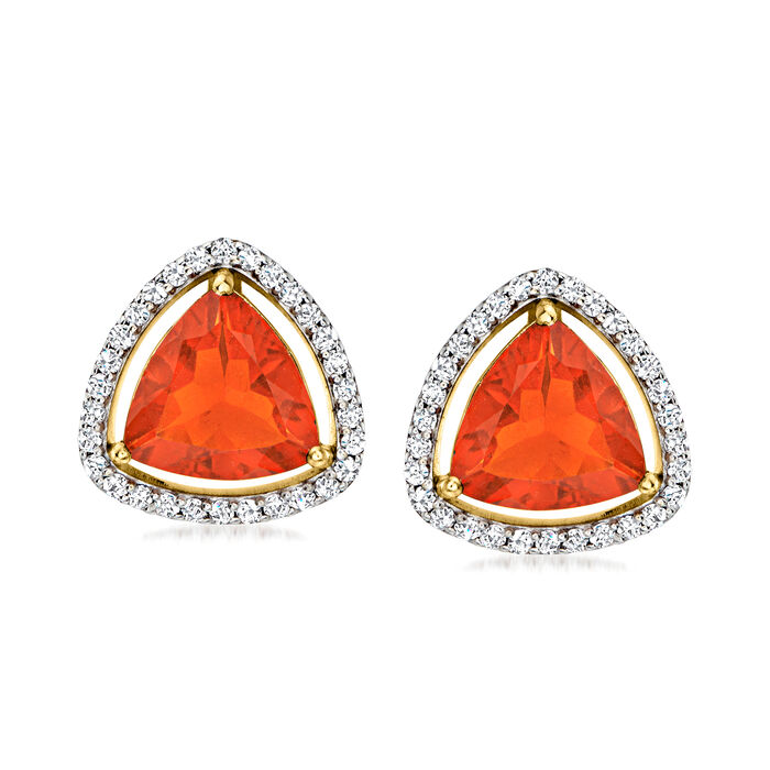 Fire Opal Earrings with .30 ct. t.w. Diamonds in 18kt Yellow Gold
