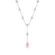 1.20 Carat Simulated Pink Sapphire Heart and 1.70 ct. t.w. CZ Y-Necklace in Sterling Silver