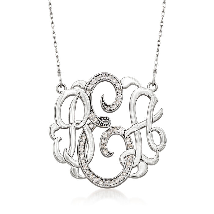 .30 ct. t.w. Diamond Personalized Monogram Necklace in 14kt White Gold