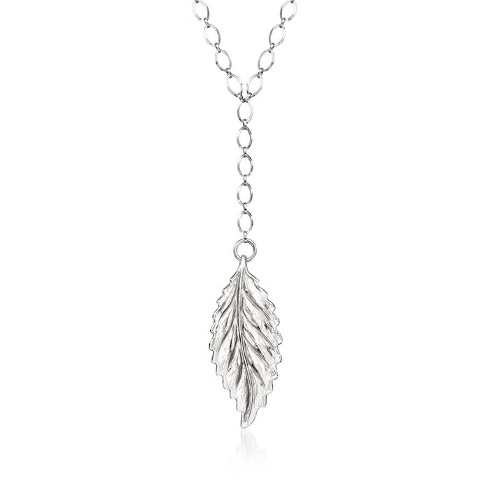 Italian Sterling Silver Leaf Y-Necklace