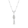 C. 1990 Vintage 4-7.5mm Cultured Pearl and 3.00 ct. t.w. Diamond Tassel Necklace in 18kt White Gold