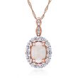 Opal and .60 ct. t.w. White Topaz Pendant Necklace with Diamonds in 14kt Rose Gold